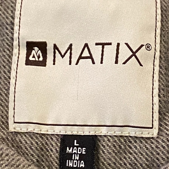 Matix Mens Gray Short Sleeve Baseball Style Button Down Embroidered Shirt /L - Picture 5 of 12